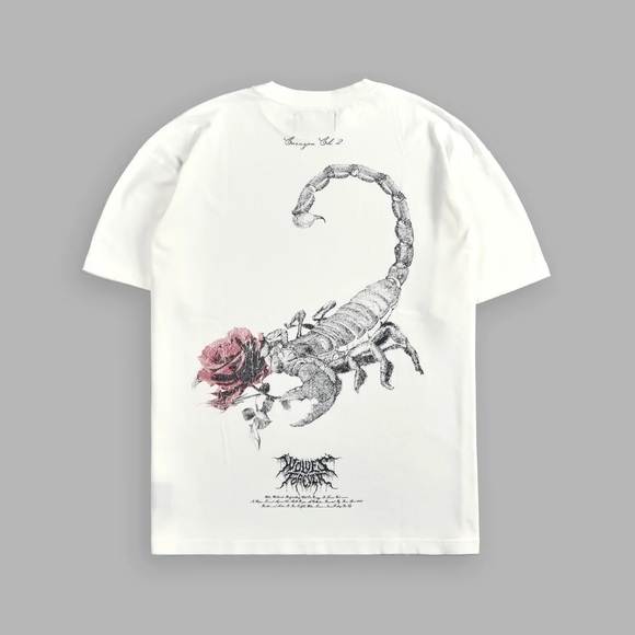 SCORPION ROSE "PREMIUM" OVERSIZED TEE IN CREAM - Picture 1 of 6